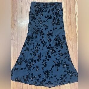 XSCAPE Black Velvet Burnout Silk Beaded Maxi Skirt 16 Formal Evening Wedding